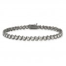 Black Rhodium Overlay Sterling Silver CZ Tennis Bracelet BB11782