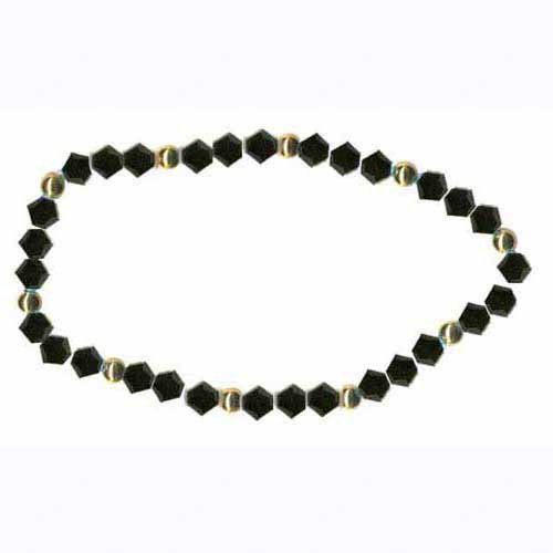 Black Swarovski Elements & 18K Gold over Sterling Silver Stretch Bracelet 2237