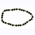 Black Swarovski Elements & 18K Gold over Sterling Silver Stretch Bracelet 2237