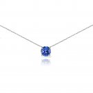 Blue Solitaire Choker Necklace made with Swarovski Crystals in 925 Silver N15596S