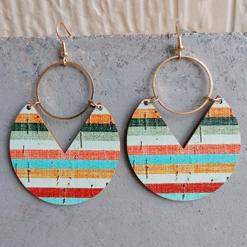 Bohemian Geometric Stripe Panel Women's Drop Earrings 2