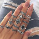 Bohemian Retro Geometric Lotus Sunflower Combination Ring Set of 15 1146