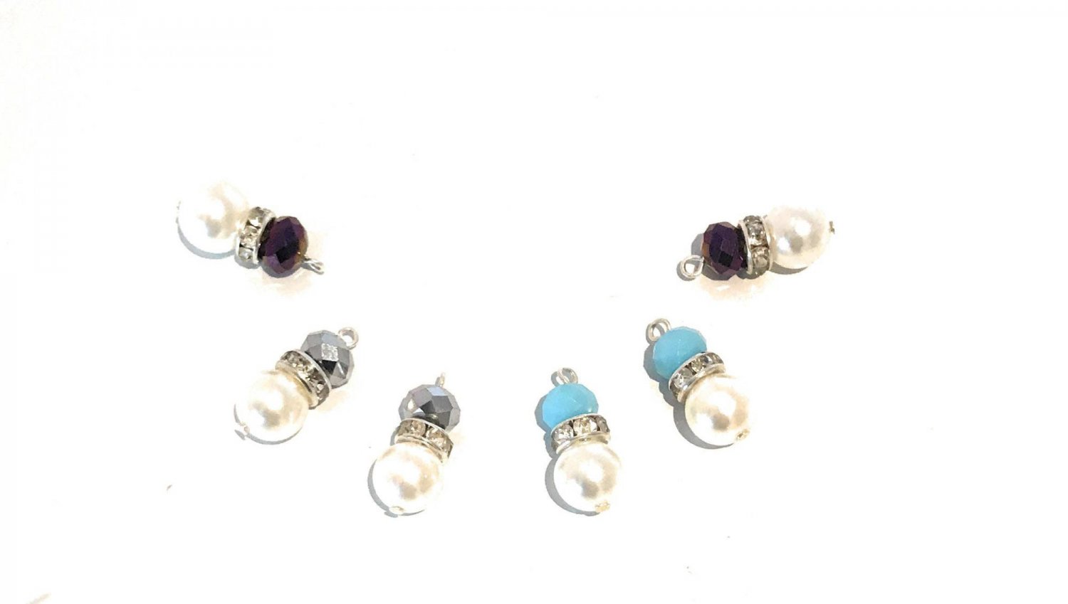 Bracelet Charms; Jewelry Making; Pearl Charm; BeaCrystal Charms Charms Bulk 2 Pcs Metallic Silver