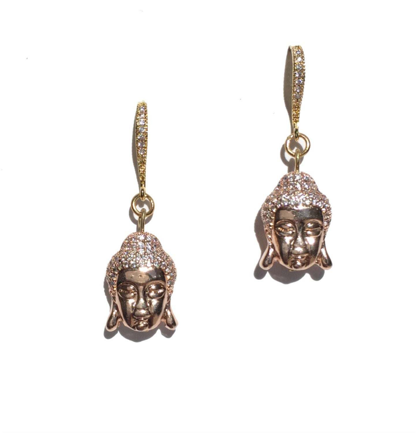 Buddha Earrings; Religious Jewelry; Buddha Jewelry Rose Gold Buddha Spiritual Gift Default Title