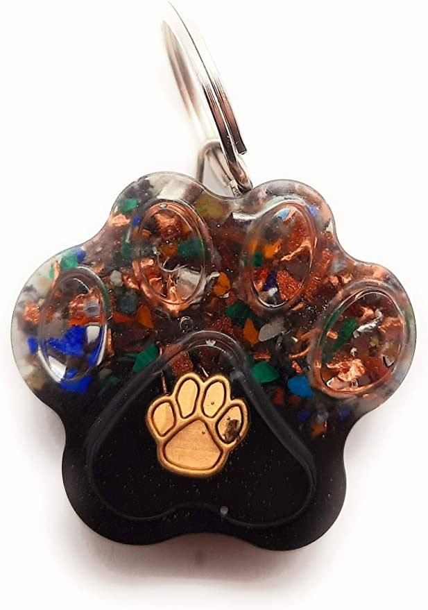 Calming Dog Charms EMF 5G Protection Paw Print over 25 pounds Chakra Crystals Starfish