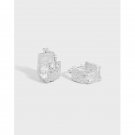 Casual Classic Geometry Irregular 925 Sterling Silver Hoop Earrings Rhodium