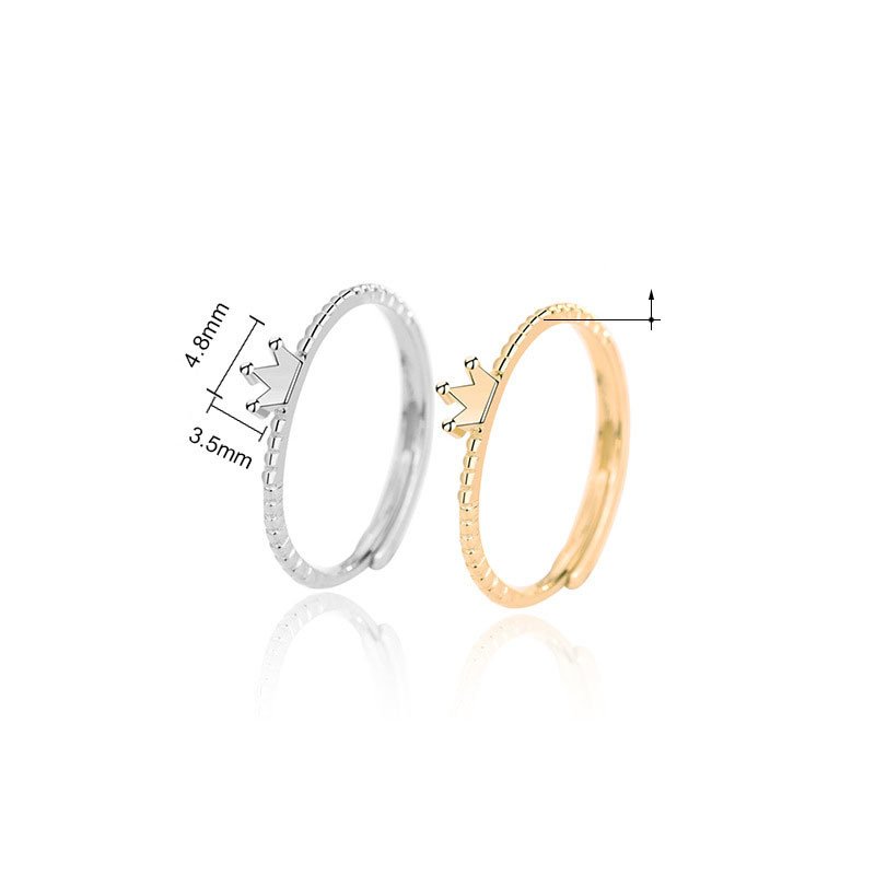 Casual Cute Mini Crown 925 Sterling Silver Adjustable Ring Silver