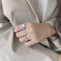 Casual Geometry Round 925 Sterling Silver Adjustable Ring Rhodium