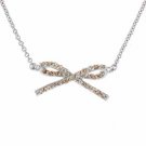 Celebrity Sterling Silver Champagne Cubic Zirconia Bow Necklace N4265CHZ