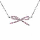 Celebrity Sterling Silver Pink Cubic Zirconia Bow Necklace N4265LPZ