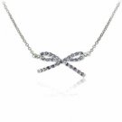 Celebrity Sterling Silver Simulated Amethyst Cubic Zirconia Bow Necklace N4265AZ