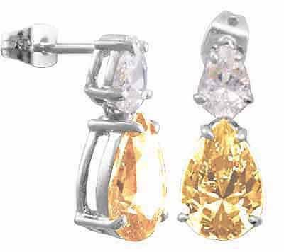 Champagne Cubic Zirconia and Simulated Diamond CZ Post earrings 2198