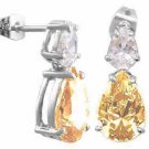 Champagne Cubic Zirconia and Simulated Diamond CZ Post earrings 2198