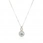Circle and Teardrop Pendant with Cubic Zirconia in Sterling Silver