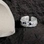 Classic CZ Irregular 925 Sterling Silver Adjustable Ring Silver & Blue Cz
