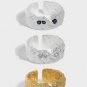 Classic CZ Irregular 925 Sterling Silver Adjustable Ring Yellow Gold & White Cz