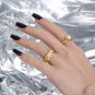 Classic CZ Irregular 925 Sterling Silver Adjustable Ring Yellow Gold & White Cz
