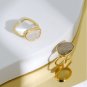 Classic Geometry Natural Moonstone Crystal 925 Sterling Silver Adjustable Ring Silver & Crystal