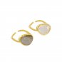 Classic Geometry Natural Moonstone Crystal 925 Sterling Silver Adjustable Ring Yellow Gold & Crystal