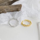 Classic Hollow Chain Fashion 925 Sterling Silver Adjustable Ring Rhodium
