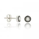Clear Crystal Rhinestone .925 Sterling Silver 7mm Bezel Set Small Stud Earrings E9393CR