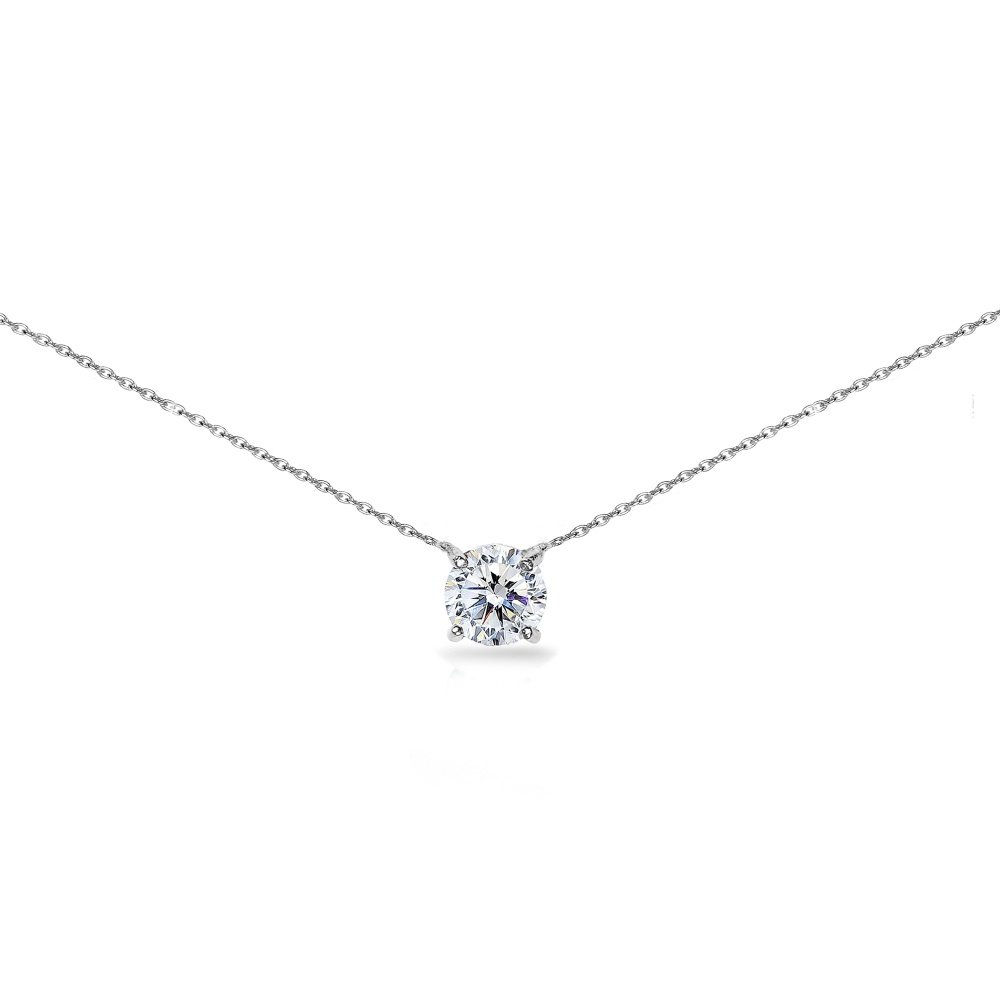 Clear Solitaire Choker Necklace made with Swarovski Crystals in 925 Silver N15596CR