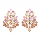 Color Diamond Series Alloy Diamond Rhinestone Flower Earrings AB color