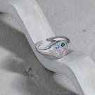 Colorful Geometry Star Oval CZ 925 Sterling Silver Adjustable Ring Sil-616