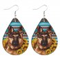 Colorful Stripes Leopard Print Sunflower Cluster German Shepherd Earrings PU Leather As shown