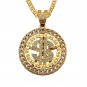 Costume Gold Chain for Men Hip Hop Diamond Dollar Pendant Necklace Golden