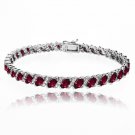 Created Ruby Tennis Bracelet with White Topaz Accents in Sterling Silver B15654R1