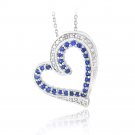 Created Sapphire & Diamond Accent Floating Heart Necklace PBR12865BL