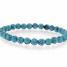 Created Turquoise 6mm Beaded Stretch Bracelet B5021TQ1