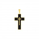 Cross Pendant with Black Enamel in 14k Yellow Gold Yellow Gold