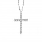 Cross Pendant with Diamonds in Sterling Silver