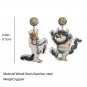 Crown Beast Wood Earrings Bright Gold Stainless Steel Pin 1