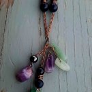 Crystal Chunky Dangle Amethyst & Aventurine Red Copper Chain Necklace Red Copper Chain