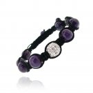 Crystal Fireball & Amethyst 10mm Adustable Shamballa Bracelet B12607PUS