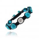 Crystal Fireball & Created Turquoise 10mm Adustable Shamballa Bracelet B12607TQ1