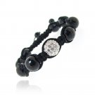 Crystal Fireball & Faceted Onyx 10mm Adustable Shamballa Bracelet B12607OF