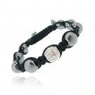 Crystal Fireball & Hematite 10mm Adustable Shamballa Bracelet B12607H