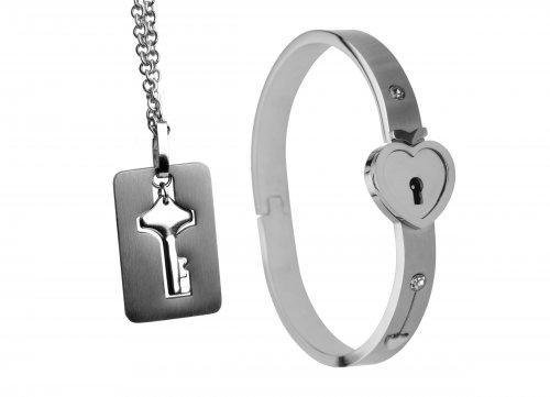 Cuffed Locking Bracelet, Key Necklace Tungsten Steel XRAF916