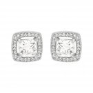 Cushion Earrings with Cubic Zirconia in Sterling Silver Sterling Silver
