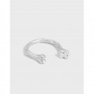 Cute Bones Irregular 925 Sterling Silver Adjustable Ring Yellow Gold