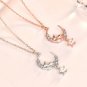 Cute CZ Crescent Moon Mouse 925 Sterling Silver Necklace Silver