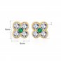 Cute Mini CZ Four Leaf Clover Lucky 925 Sterling Silver Stud Earrings Silver