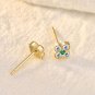 Cute Mini CZ Four Leaf Clover Lucky 925 Sterling Silver Stud Earrings Silver