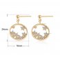 CZ Babysbreath Flower Circle Sweet 925 Sterling Silver Dangling Earrings Yellow Gold