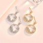 CZ Babysbreath Flower Circle Sweet 925 Sterling Silver Dangling Earrings Yellow Gold