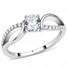 DA004 - High polished (no plating) Stainless Steel Ring with AAA Grade CZ in Clear